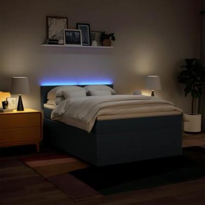 Boxspring met matras stof blauw 140x200 cm