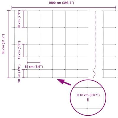 VidaXL Wilde hek warm verzinkt 1000 x 80 x 0,18 cm ijzer