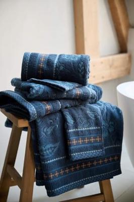 Pip Studio Pip Studio Jasmin Jacquard douchelaken Donkerblauw 70x140 cm