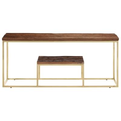 Salontafel roestvrij staal en massief hout goudkleurig