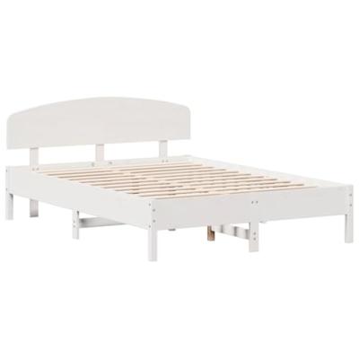 Bedframe zonder matras massief grenenhout wit 150x200 cm