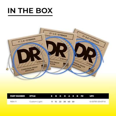 DR Strings NBA-11 Hi-Def Neon blue 11-50 set snaren voor akoestische westerngitaar
