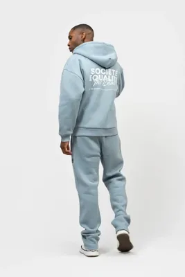 Equalité Societe 2.0 Oversized Full Zip Hoodie Heren Lichtblauw - Maat L - Kleur: Lichtblauw | Soccerfanshop