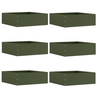 Tuinrand 6 pcs Olijf Groen 40 x 40 x 13 cm Staal