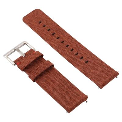 Eenvoudige mode canvas polsband voor Fitbit versa (bruin)