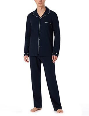Schiesser doorknoop pyjama interlock blauw