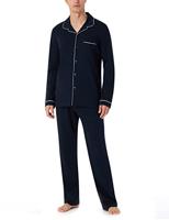 Schiesser doorknoop pyjama interlock blauw - thumbnail