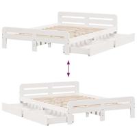 Bedframe zonder matras massief grenenhout wit 140x200 cm - thumbnail