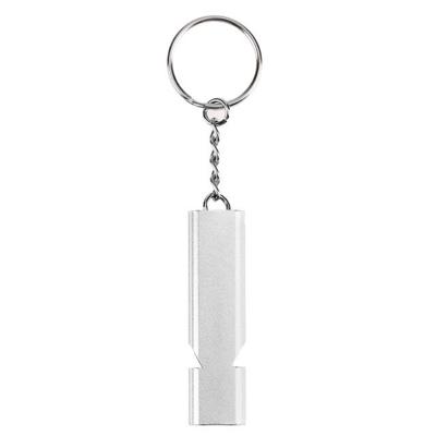 Mini draagbare 120dB dubbele pijp hoge decibel Outdoor Camping wandelen Survival Whistle dubbele frequentie Emnergecy Whistle sleutelhanger (zilver)