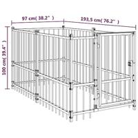 VidaXL Hondenkennel 193,5x97x100 cm staal zwart - thumbnail