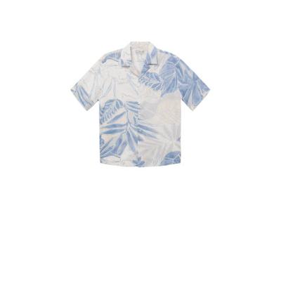 Mango Man regular fit overhemd met bladprint middenblauw