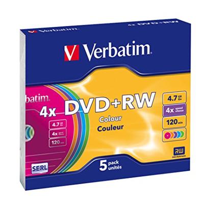 Verbatim 43297 DVD+RW disc 4.7 GB 5 stuk(s) Slimcase Gekleurd Verbatim 43297 DVD+RW disc 4.7 GB 5 stuk(s) Slimcase Gekleurd
