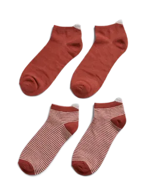 Sneaker sokken 2-pak - Glitter/Streep - Katoenen enkelsokken - DSS17140773 - Oranje - DSS17140773 - DSS17140773 - DSS17140773 - DSS17140773 -