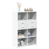 Hoge kast 80x42,5x124 cm bewerkt hout wit - thumbnail