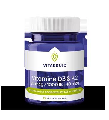 Vitakruid Vitamine D3 & K2 25mcg/1000IE/40mcg Tabletten Vitakruid Vitamine D3 & K2 25mcg/1000IE/40mcg Tabletten