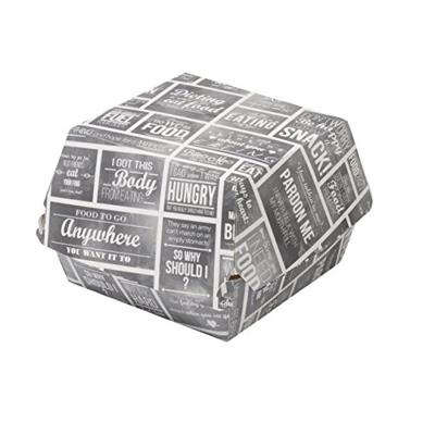 Bak | Karton + verniscoating | Pubchalk | hamburgerbak | 120x120x100mm | wit/grijs | 400 stuks