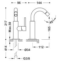 Bidetmengkraan Tres Study Exclusive Hendel Uitloop Gebogen 16,5 cm Rond Rosé Goud - thumbnail