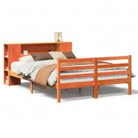 Bed met boekenkast zonder matras grenenhout wasbruin 140x190 cm - thumbnail