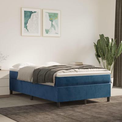 Boxspring met matras fluweel donkerblauw 120x200 cm