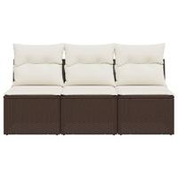 Tuinbank 3-zits met kussens poly rattan bruin - thumbnail
