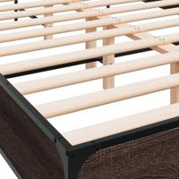 Bedframe bewerkt hout metaal bruin eikenkleur 135x190 cm - thumbnail