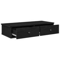 Wandschap met lades 80x31x17 cm bewerkt hout zwart - thumbnail
