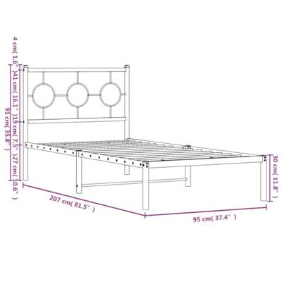 Bedframe met hoofdbord metaal wit 90x200 cm Bedframe met hoofdbord metaal wit 90x200 cm