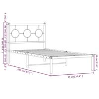 Bedframe met hoofdbord metaal wit 90x200 cm - thumbnail