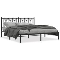 Bedframe met hoofdbord metaal zwart 183x213 cm - thumbnail