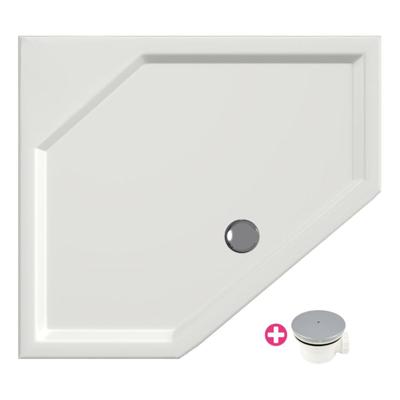 Douchebak Xenz Marshall | 90x90x4 cm | Incl.Afvoersifon-Chroom | Acryl | Vijfhoek | Wit mat