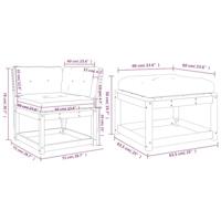 3-delige Loungeset met kussens massief grenenhout - thumbnail