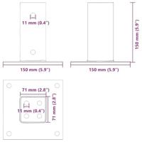 Spokkels vierkant 4 st 71x71 mm gepoedercoat staal antraciet - thumbnail