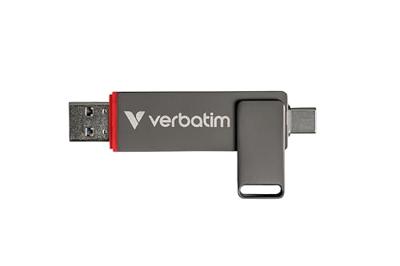 Verbatim Dual QuickStick USB-stick Retail 256 GB Zilver 32041 USB-C 3.2 Gen 1, USB-A 3.2 Gen 1