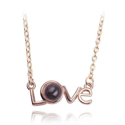 Hou van geheugen 100 talen ik hou van je projectie liefde brief hanger ketting (liefde brief rose goud)