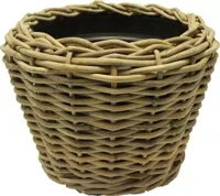 Van der Leeden Rotan Drypot grote plantenmand 57h43cm grijs - thumbnail
