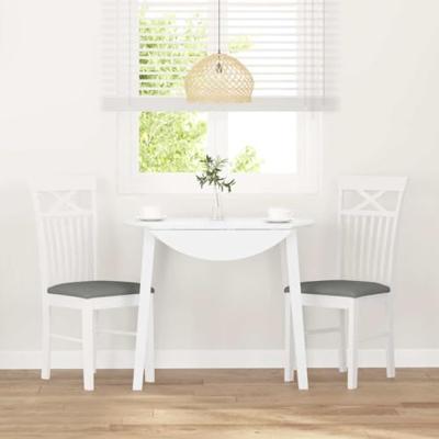 Eetkamerstoelen met kussens 2 st massief hout rubber wit Eetkamerstoelen met kussens 2 st massief hout rubber wit