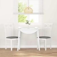 Eetkamerstoelen met kussens 2 st massief hout rubber wit - thumbnail