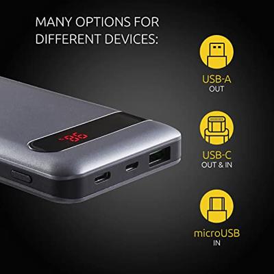 Intenso PD10000 Powerbank 10000 mAh Quick Charge 3.0, USB PD 3.0 LiPo Zwart Statusweergave