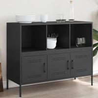 Dressoir 100,5x39x79 cm staal zwart - thumbnail
