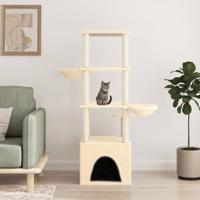 VidaXL Kattenmeubel met sisal krabpalen 147 cm crèmekleurig - thumbnail