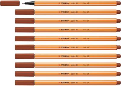 Fineliner stabilo point 88/38 f krijtrood | 10 stuks Fineliner stabilo point 88/38 f krijtrood | 10 stuks