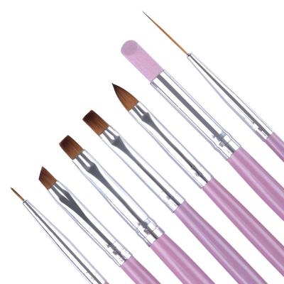 3 stuks Nail Brush set roze handvat UV Gel lak Acryl schilderij liner pen Cuticle Remover manicure Nail Art tool