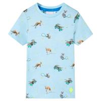 Kindershirt 104 gemleerd lichtblauw - thumbnail