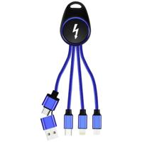 Smrter SMRTER_HYDRA_GO_NB USB-laadkabel USB 2.0 Apple Lightning stekker, USB-A stekker, USB-C stekker, USB-micro-B stekker 0.15 m Blauw Aluminium-stekker, Met - thumbnail