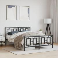 Bedframe met hoofd- en voeteneinde metaal zwart 135x190 cm - thumbnail