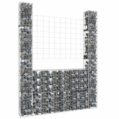 Schanskorf U-vormig met 2 palen 140x20x200 cm ijzer