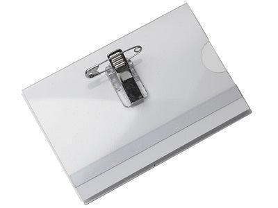 Badge transp knijper speld 90x57 mm 24st - 12 stuks