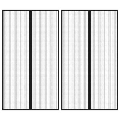 Insectendeurgordijnen 2 st magnetisch 200x80 cm zwart