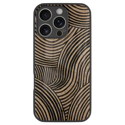 iPhone 16 Pro glazen hardcase - Ebony waves