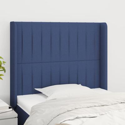 Hoofdbord met randen 83x16x118/128 cm stof blauw